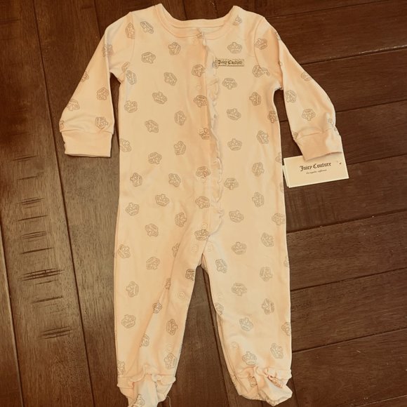 Juicy Couture Baby Footie Soft pink Gold crowns